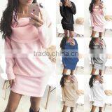 Women Casual Long Sleeve Dress Bodycon Evening Party Loose Sweater Mini Dress thumbnail-3