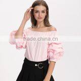 2017 Women off Shoulder New Summer Cotton Blouse Designs thumbnail-2