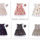 Girl Casual Dress ,fashion Floral Ruffle With Headband,wholesale Dress thumbnail-1
