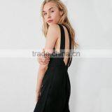 HAODUOYI Sexy Women Wide Leg Jumpsuit Cross Split Backless Ladies Pants Hollow Out Round Neck Sleeveless Jumpsuit for Wholesale thumbnail-2