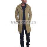 Open Front Long Sleeve Men's Elongated Hoody Coat Attached Hood Made in China Factory thumbnail-1