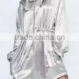 MGOO New Arrival Custom Zip Up Silver Jackets Satin Blazers Stretch Waist Fashion Streetwear Jackets thumbnail-5