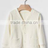 Hot Sale Plain White Organic Cotton Baby Cardigan Clothes thumbnail-2