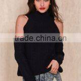 Turtleneck off Shoulder Knitted Sweater Women Autumn Fashion Tricot Pullover Jumpers Winter Sexy Oversized Sweater thumbnail-3