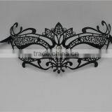 Glossy Metal Black Mask Diamante Rhinestones Italy Costume Masquerade Halloween thumbnail-6