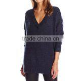 New Style Casual Loose V-neck Oversized Long Sweater for Women thumbnail-3