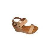 9.5cm Heels PU Material Beige Color Ladies Wedge Sandals thumbnail-1