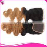 1B/27 Brazilian Ombre Blonde Hair Closure Piece, Free Parting Lace Closure Blonde thumbnail-4