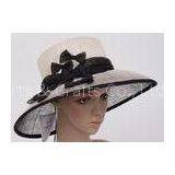 Black White 57cm Womens Church Hats With Small Black Bowknot / Sinamay Hat For Party OEM thumbnail-1