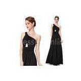 Black Stretch One Shoulder Womens Evening Dresses Waist Pleats Sleeveless thumbnail-1