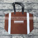 Wholesale Canvas Women Basketball Ball Tote Bags With Leather Handles thumbnail-2