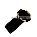 Wide Black Punk Leather Bangle Bracelet With Adjustable Gold/Silver Loop Circle for Lady thumbnail-4