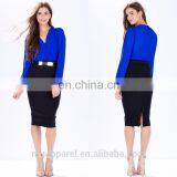 Wholesale Women Dress Long Slit Sleeves One-piece Chiffon Bodice Bodycon Midi Dress With Knit Skirt Fashion thumbnail-1