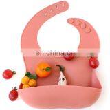 Super Soft Adjustable Baby Feeding Bibs With Food Catcher Pocket Silicone Baby Bibs Waterproof Bibs thumbnail-1