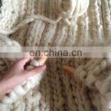 Large Chunky Knit Merino Wool Hand Knit Throw Blanket thumbnail-3