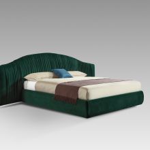 Contemporary upholstered bed BB-2812 wood frame with fabric paded headboard/footboard/siderails bedroom furniture
