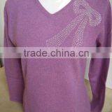 100% Yak V-neck Women Sweater thumbnail-1