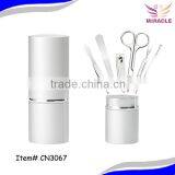 6pcs Manicure Set in Silver Oval Case Manicure Set in Aluminum Case