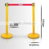 Yellow Automatic Barrier-Retractable Barriers-QueueWay Post-QueueMaster-LineKing Belt-Barrier-Stanchion
