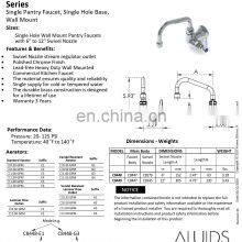 Pantry Faucet With Single Hole Base Wall Mount Swing Nozzle Length 6