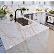 Code：F002，Calacatta Artificial Stone Quartz Slab Kitchen Countertops thumbnail-3