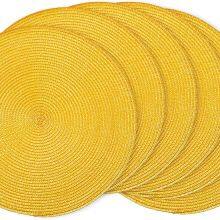 Yellow Color 4 Place Mats for Natural Woven Heat Resistant Place Mats 15 Inch Trivets for Hot Pots and Pans thumbnail-1