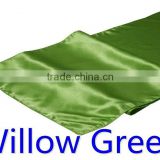 hot selling ployester satin table runner for wedding decoration, willow green color