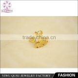 2015 Yiwu New Products Gold Plated Ring With Engrave Pattern and Two Big One Small Butterfly Shape thumbnail-3