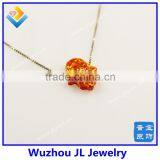 2015 New Arrived Synthetic Orange Opal Hand Opal Pendant S925 Silver Chain Necklace With Wholesale Price thumbnail-1