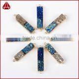 Bicolor Titanium Druzy Bar Connector-blue, Silbver, Green thumbnail-4