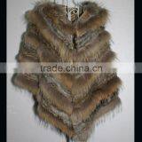 QD6262 Rabbit Fur and Raccoon Dog Fur Poncho