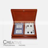 Double slot real wooden playing cards storage box