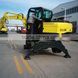 SDLG mini wheel excavator mini wheel excavator with, joystick,hammer and A/C