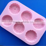 6-Cylinders Flexible engraved design Silicone Molds For Soap Candy Chocolate moon cake