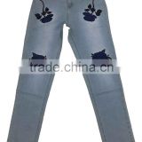 2016 personalized decals affixed cloth printed flower jeans tide models was thin stretch pants feet harem pants female autumn