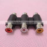 Audio System Black RCA Female to RCA Female Connector Adapter 3 to 3