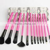Travel Black / Pink 12 Piece Makeup Brush Set