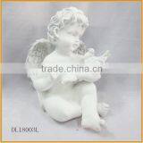 Resin Sitting Garden Angel With Bird for Sale