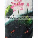 Lotus Flower Print Digital Print Twill 100% Silk Long Scarf Suzhou Silk thumbnail-4