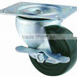 31 Series Single Ball Raceway Structure Top Plate Swivel Black Rubber Caster With Side Brake thumbnail-1