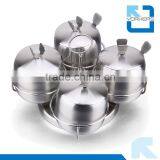 4 Pieces of Stainless Steel Rotatable Salt Pepper Shaker & Container Set