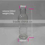 Custom Glass Bottles With Carves 340ml Clear Glass Beverage Bottles for Juice