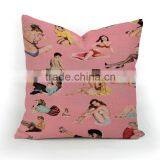 "Modern Lady" Style Printed Weave Pillow Cover For Cafe/Bar Decorative thumbnail-3