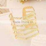 Hot Sale Fashion Gold Colors Shiny Alloy Stripe Opened Cuff Graceful Bangles thumbnail-3
