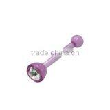 Purple Acrylic Nose Bone With Clear Cz Gem Body Jewelry thumbnail-1