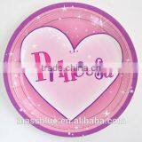 Pink Color Paper Plate With Loving Heart for Princesa