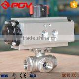 3 Way Thread L-port Double Acting Pneumatic Ball Valve 3/8'' thumbnail-3