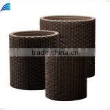 3-piece Outdoor Fashion Rattan Wicker Round Flower Planter thumbnail-1