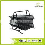 3 Layers Stacking Metal Mesh Desk Organizer File Tray thumbnail-1