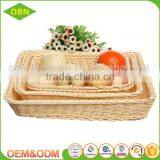 Customized Food Storage Hand Woven Empty Plastic Poly Rattan Bread Fruit Vegetable Display Basket thumbnail-2